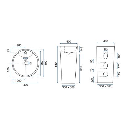 REA-U5635 - Lavabo autoportante BLANKA 85x40 cm ceramica/bianco lucido