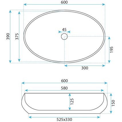 REA-U5660 - Vasque à poser MAYA 39x60 cm céramique/blanc brillant