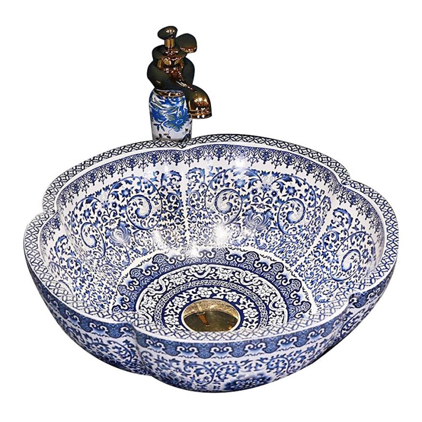 REA-U5666 - Aufsatzwaschbecken VIVIEN Ø 42,5 cm Keramik/ornamentales Muster
