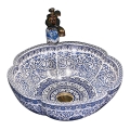 REA-U5666 - Lavabo da appoggio VIVIEN Ø 42,5 cm ceramica/motivo ornamentale
