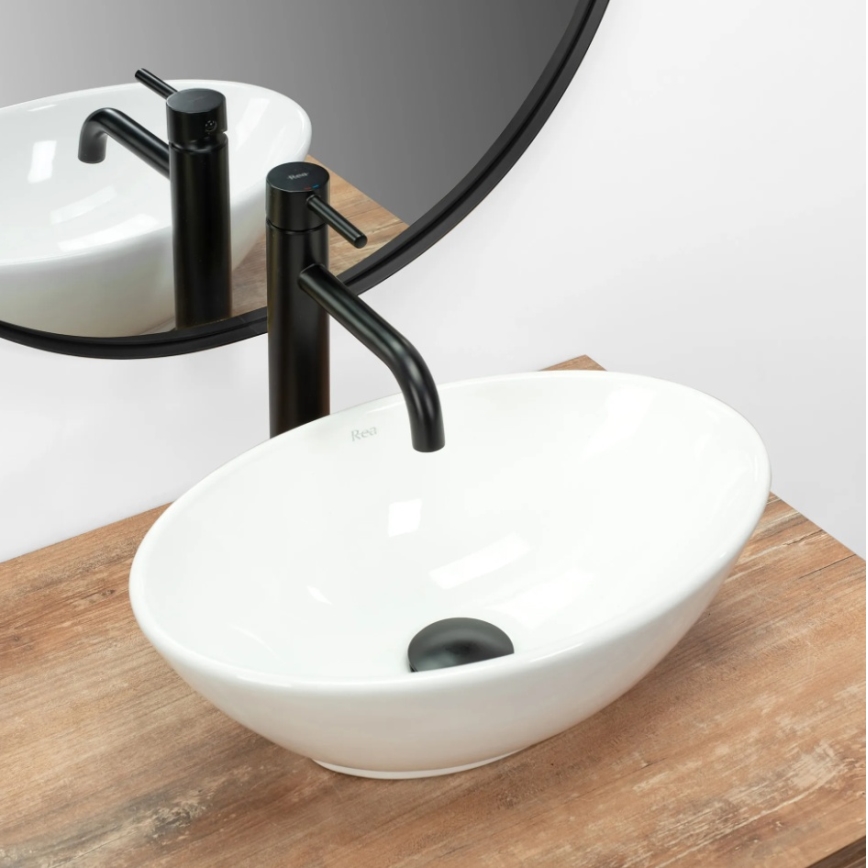 REA-U5804 - Lavabo da appoggio PAMELA MINI 26,5x40 cm ceramica/bianco lucido