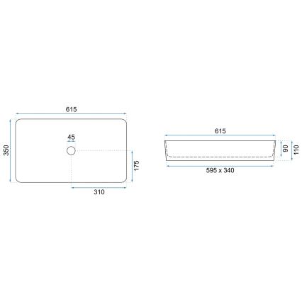 REA-U5896 - Lavabo da appoggio DENIS 35x61,5 cm, in ceramica con finitura effetto marmo