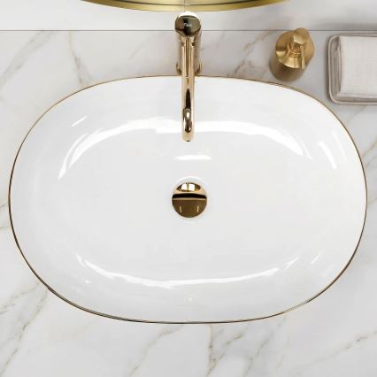 REA-U6211 - Aufsatzwaschbecken CLEO 41x60,5 cm Keramik/weiß/gold