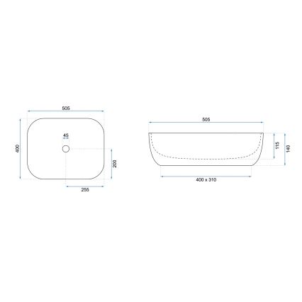 REA-U6300 - Lavabo à poser MONA SLIM 40x50,5 cm céramique/blanc brillant