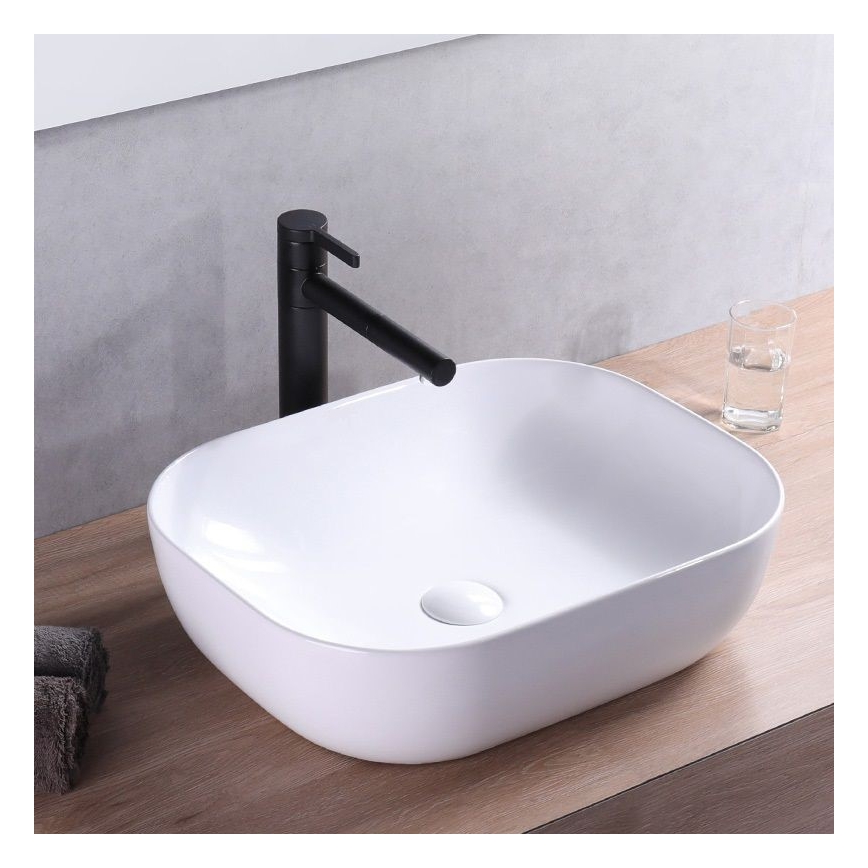 REA-U6300 - Lavabo da appoggio MONA SLIM 40x50,5 cm ceramica/bianco lucido