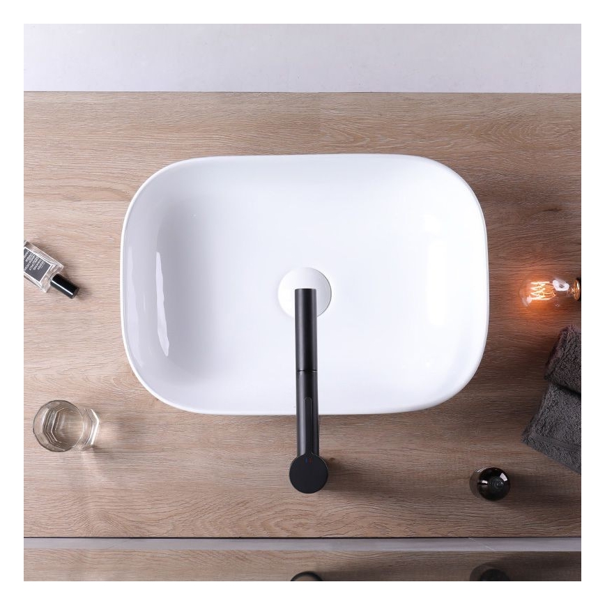 REA-U6300 - Lavabo da appoggio MONA SLIM 40x50,5 cm ceramica/bianco lucido