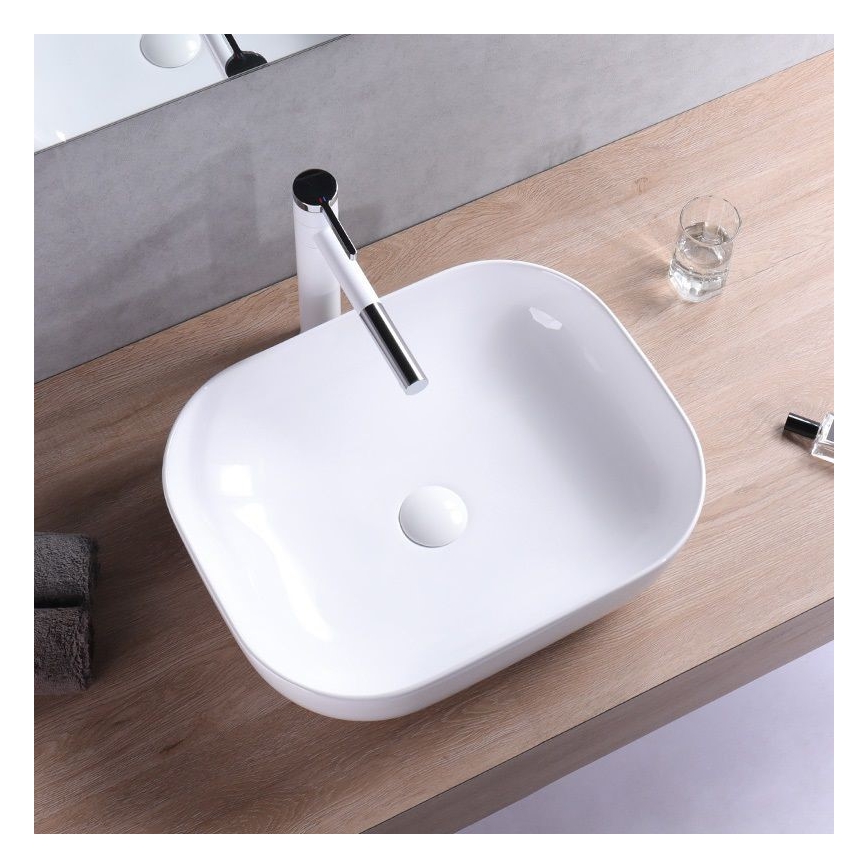 REA-U6300 - Lavabo da appoggio MONA SLIM 40x50,5 cm ceramica/bianco lucido