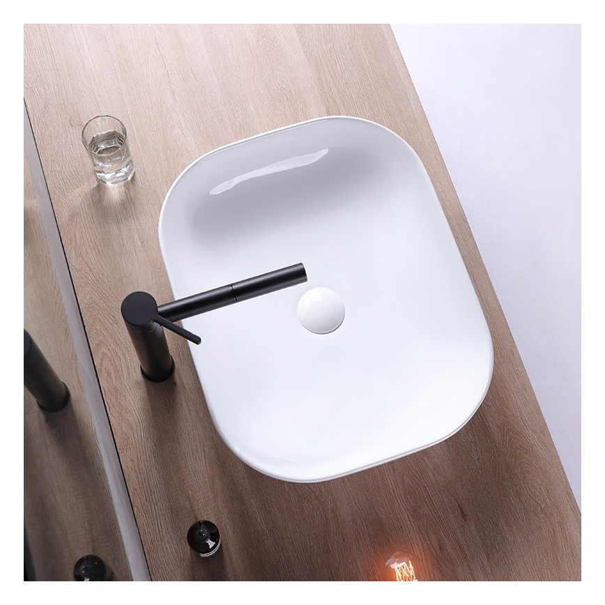 REA-U6300 - Lavabo da appoggio MONA SLIM 40x50,5 cm ceramica/bianco lucido