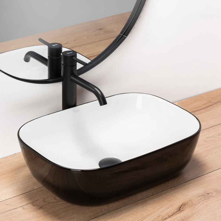 REA-U6332 - Aufsatzwaschbecken BELINDA 33x46,5 cm Keramik/schwarz/weiß