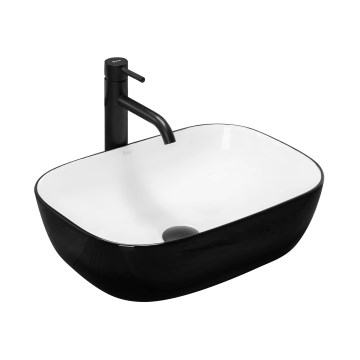 REA-U6332 - Lavabo da appoggio BELINDA 33x46,5 cm, in ceramica, nero/bianco