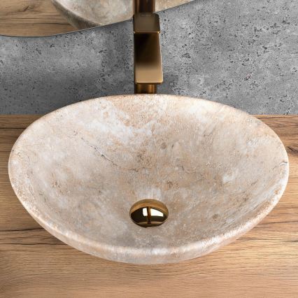 REA-U6361 - Lavabo da appoggio SOFIA 34,5x41 cm ceramica/beige/effetto pietra