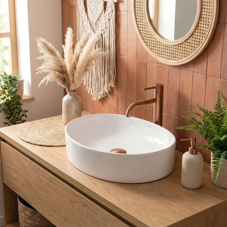 REA-U6370 - Lavabo da appoggio JOANA 38,5x50,5 cm ceramica/bianco lucido