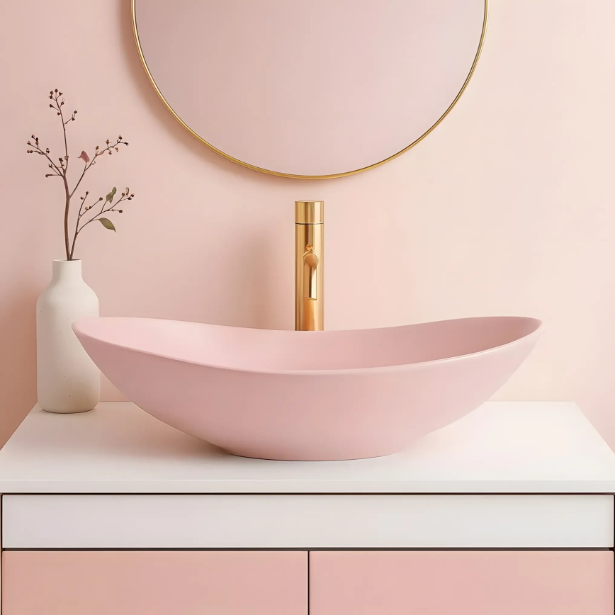 REA-U6374 - Vasque à poser ROYAL 35,5x61,5 cm en céramique, rose mat
