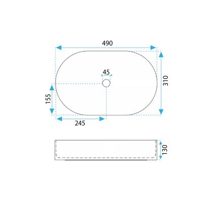 REA-U6375 - Vasque à poser VANDA 31x49 cm céramique/bleu mat