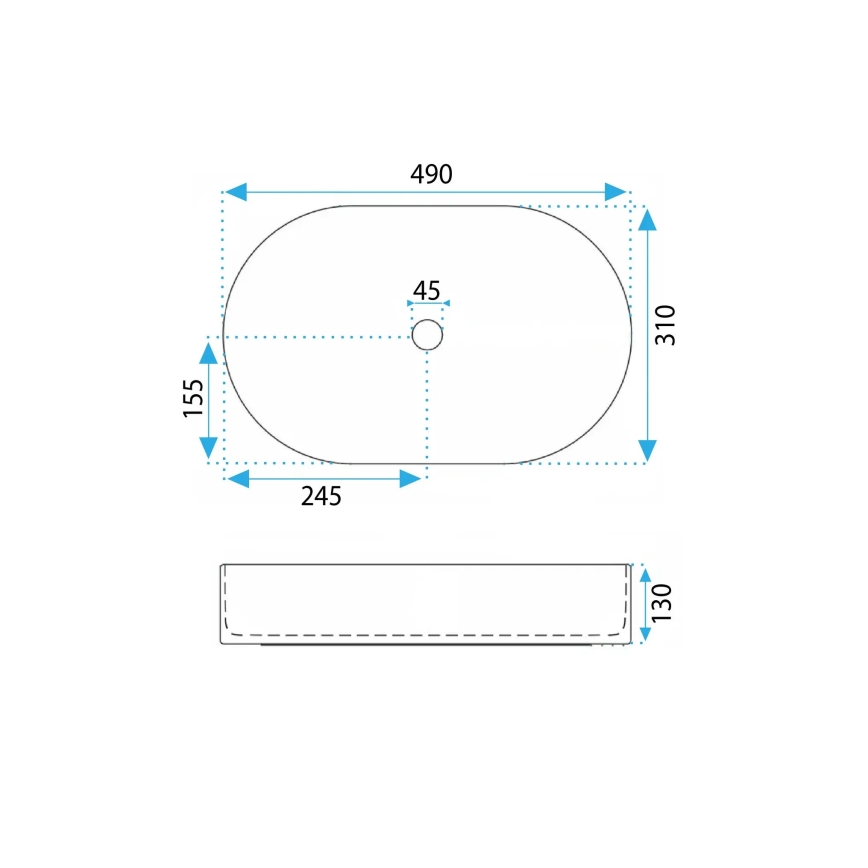 REA-U6375 - Vasque à poser VANDA 31x49 cm céramique/bleu mat