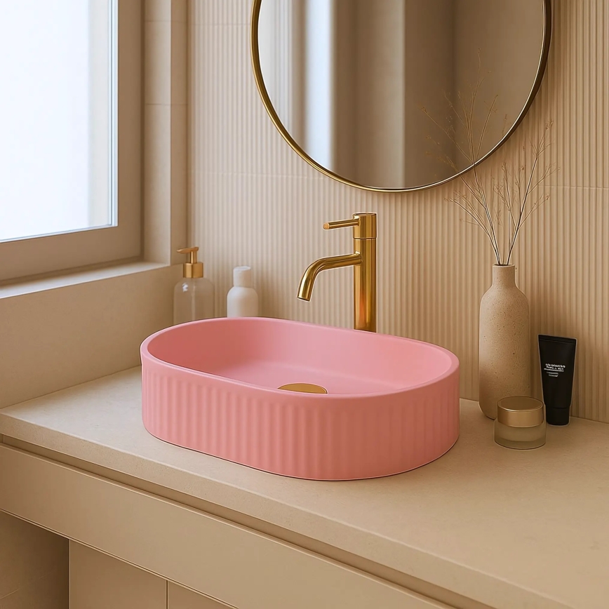 REA-U6376 - Lavabo à poser VANDA 31x49 cm céramique/rose mat