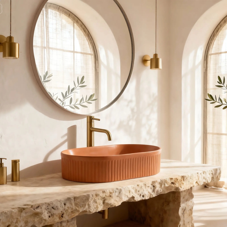 REA-U6377 - Lavabo da appoggio VANDA 31x49 cm ceramica/arancione