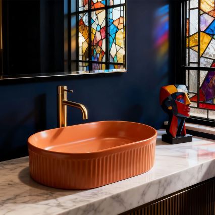 REA-U6377 - Lavabo da appoggio VANDA 31x49 cm ceramica/arancione