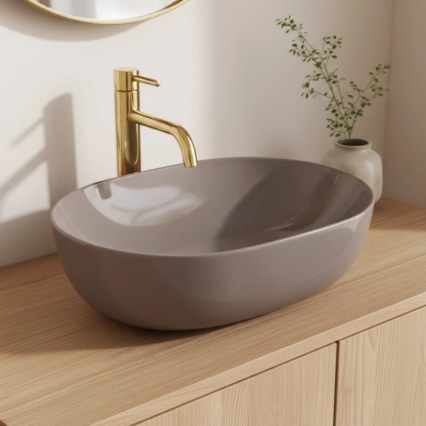 REA-U6380 - Aufsatzwaschbecken LISA 35x49 cm Keramik/glänzend braun