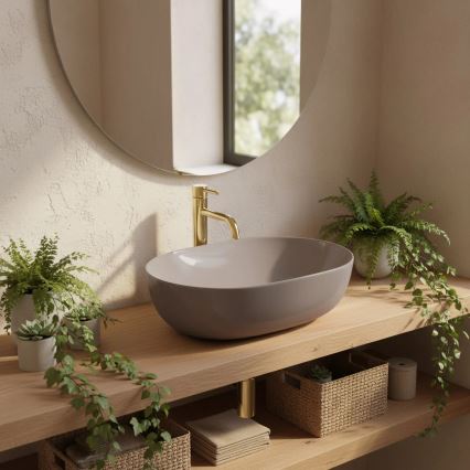 REA-U6380 - Lavabo da appoggio LISA 35x49 cm ceramica/marrone lucido