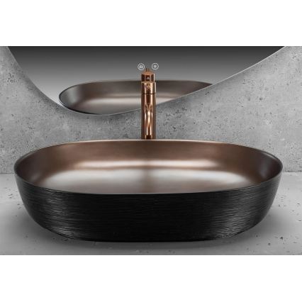 REA-U6383 - Lavabo à poser CLEO 41x60,5 cm céramique/noir/cuivre brossé