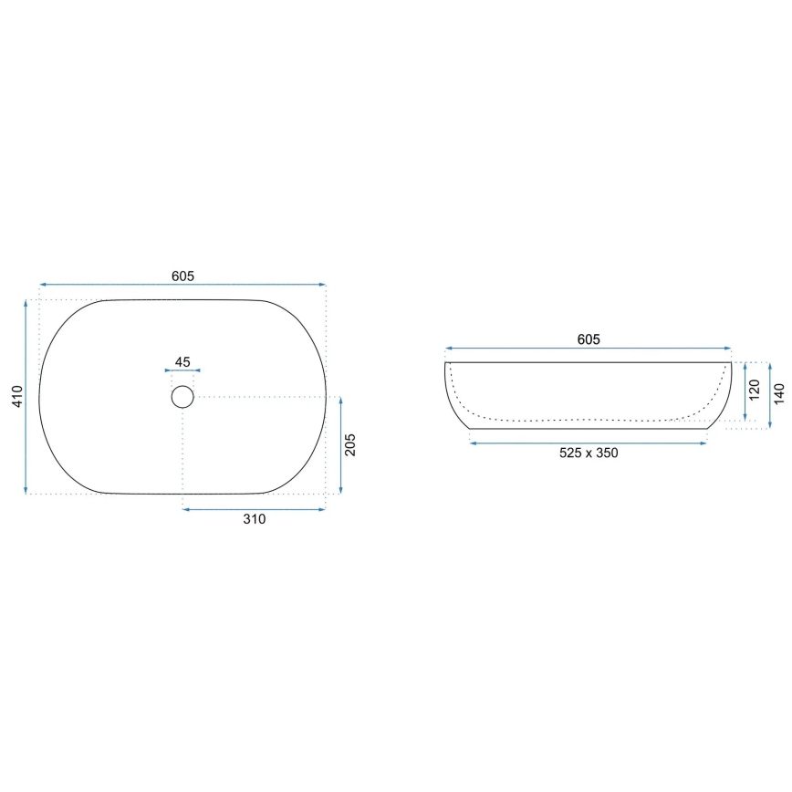 REA-U6383 - Lavabo à poser CLEO 41x60,5 cm céramique/noir/cuivre brossé