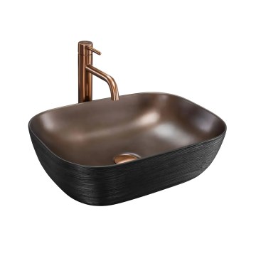 REA-U6384 - Lavabo da appoggio BELINDA 33x46,5 cm ceramica/nero/marrone