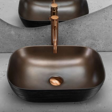 REA-U6384 - Lavabo da appoggio BELINDA 33x46,5 cm ceramica/nero/marrone