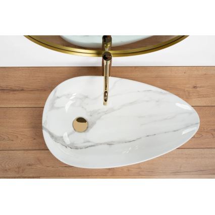REA-U6501 - Aufsatzwaschbecken GRETA 40x65,5 cm Keramik/Steinoptik