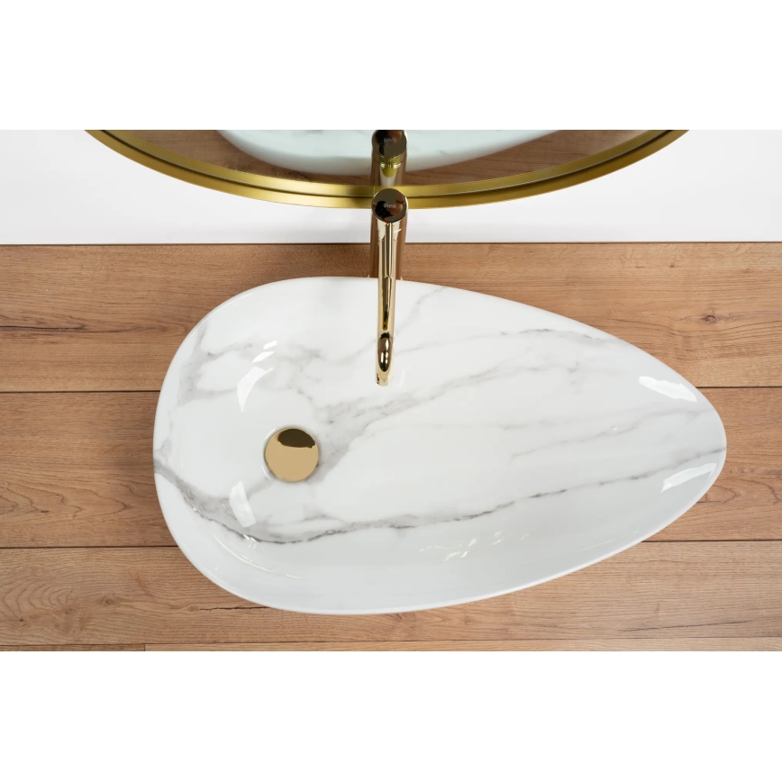 REA-U6501 - Aufsatzwaschbecken GRETA 40x65,5 cm Keramik/Steinoptik