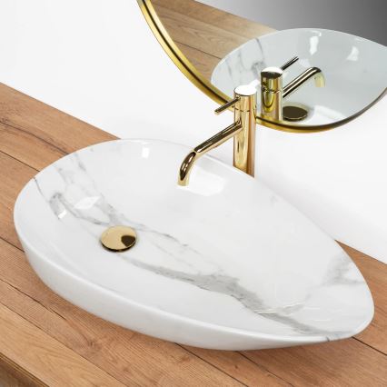 REA-U6501 - Lavabo da appoggio GRETA 40x65,5 cm in ceramica/effetto pietra