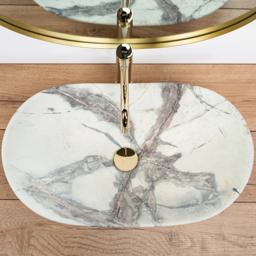 REA-U6502 - Aufsatzwaschbecken ROYAL 36x60,5 cm Keramik/Marmor-Dekor