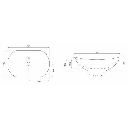REA-U6502 - Aufsatzwaschbecken ROYAL 36x60,5 cm Keramik/Marmor-Dekor