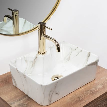 REA-U6504 - Lavabo da appoggio KELLY MINI 31x41 cm in ceramica con finitura effetto pietra