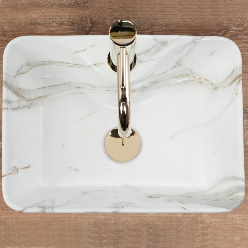 REA-U6504 - Lavabo da appoggio KELLY MINI 31x41 cm in ceramica con finitura effetto pietra