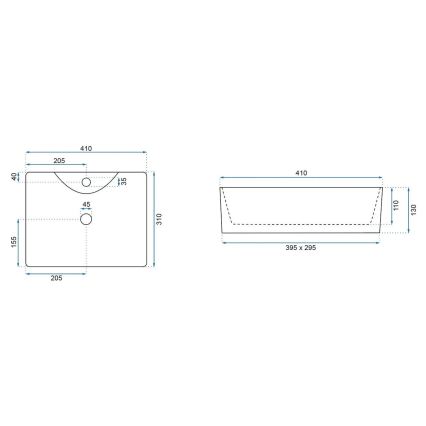REA-U6504 - Lavabo da appoggio KELLY MINI 31x41 cm in ceramica con finitura effetto pietra