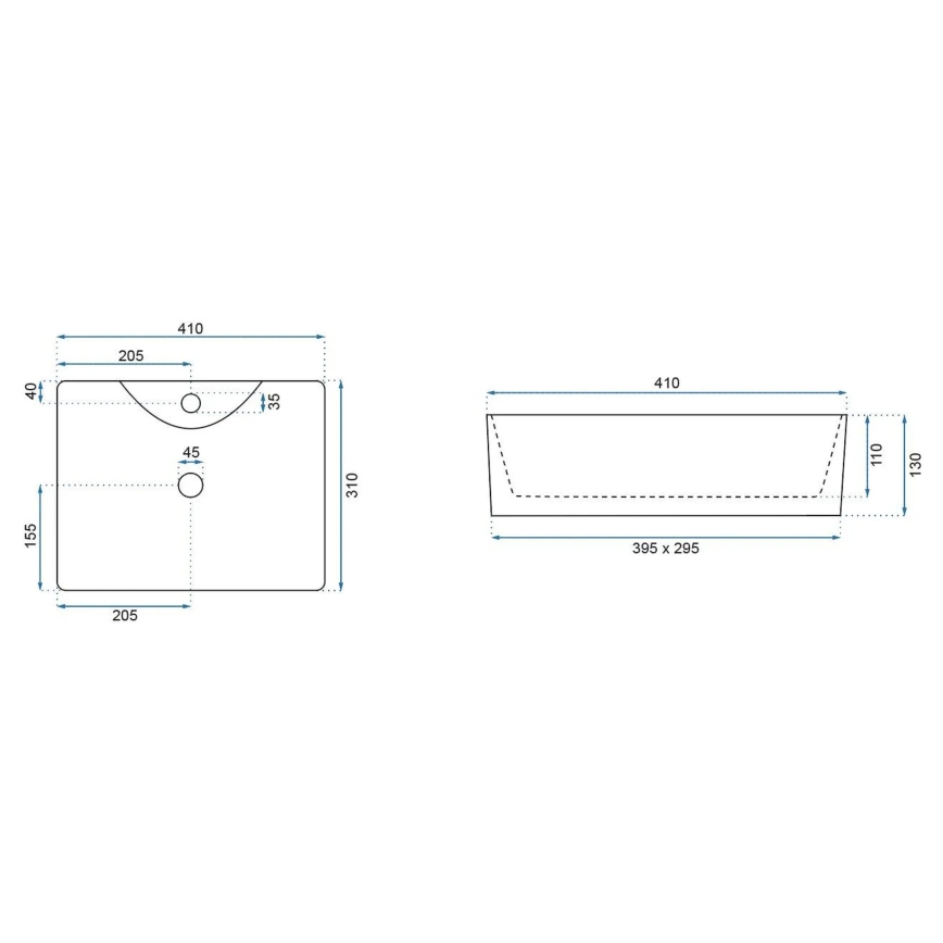 REA-U6504 - Lavabo da appoggio KELLY MINI 31x41 cm in ceramica con finitura effetto pietra