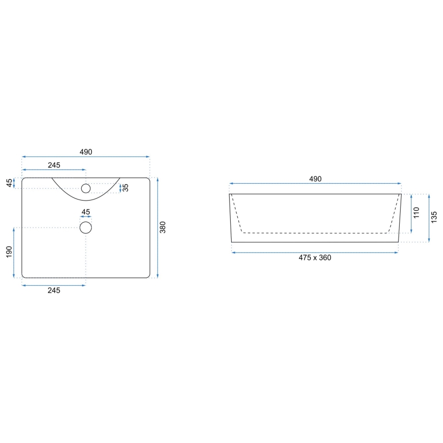 REA-U6524 - Lavabo da appoggio KELLY 38x49 cm ceramica/bianco lucido