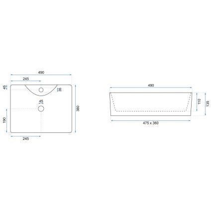 REA-U6524 - Vasque à poser KELLY 38x49 cm céramique/blanc brillant