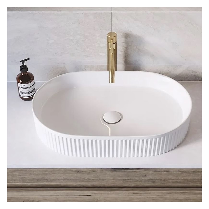 REA-U6526 - Lavabo da appoggio VANDA 34x60 cm ceramica/bianco lucido