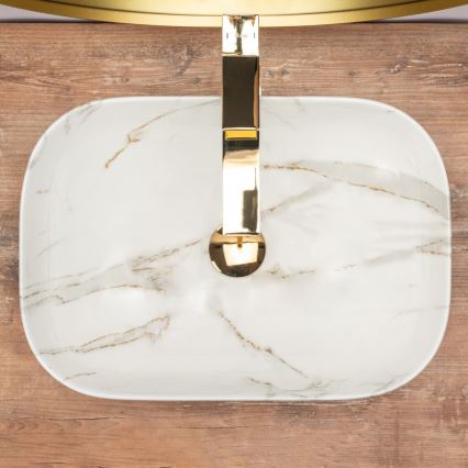 REA-U6596 - Aufsatzwaschbecken BELINDA 33,5x46,5 cm Keramik/Marmor-Dekor