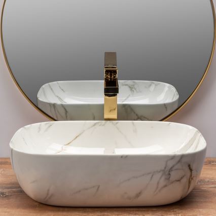 REA-U6596 - Aufsatzwaschbecken BELINDA 33,5x46,5 cm Keramik/Marmor-Dekor