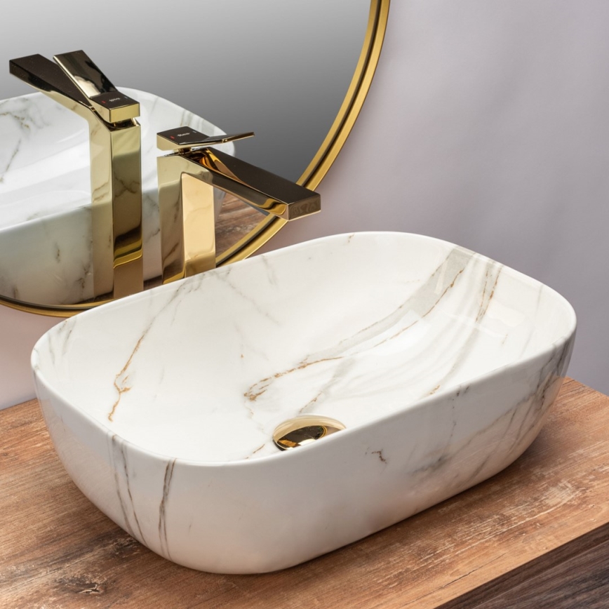 REA-U6596 - Aufsatzwaschbecken BELINDA 33,5x46,5 cm Keramik/Marmor-Dekor