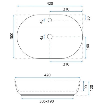 REA-U6617 - Vasque à poser AURA 30 x 42 cm, céramique / blanc brillant