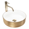 REA-U6630 - Lavabo da appoggio SAMI Ø 36 cm ceramica/bianco/oro spazzolato