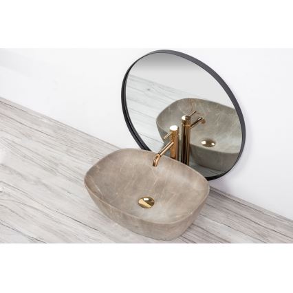 REA-U6647 - Vasque à poser FREJA 39,5x51 cm céramique/gris/décor marbre