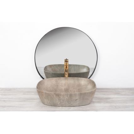 REA-U6647 - Vasque à poser FREJA 39,5x51 cm céramique/gris/décor marbre