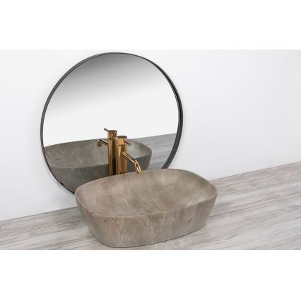 REA-U6647 - Vasque à poser FREJA 39,5x51 cm céramique/gris/décor marbre