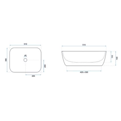 REA-U6647 - Vasque à poser FREJA 39,5x51 cm céramique/gris/décor marbre