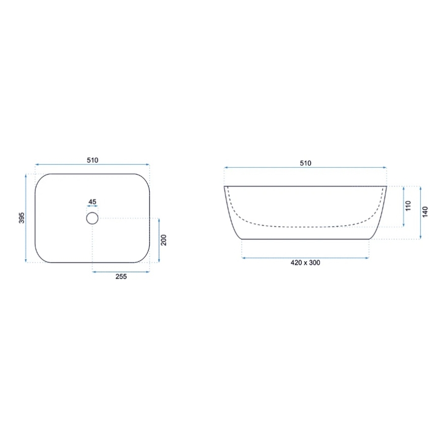 REA-U6647 - Vasque à poser FREJA 39,5x51 cm céramique/gris/décor marbre